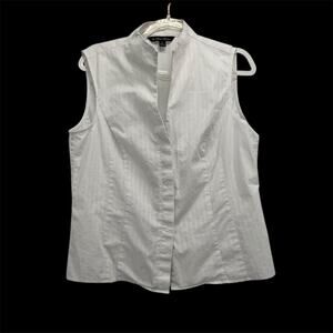 Brooks Brothers White Sleeveless Blouse Size 8 Minimalist Supima Classic Shirt